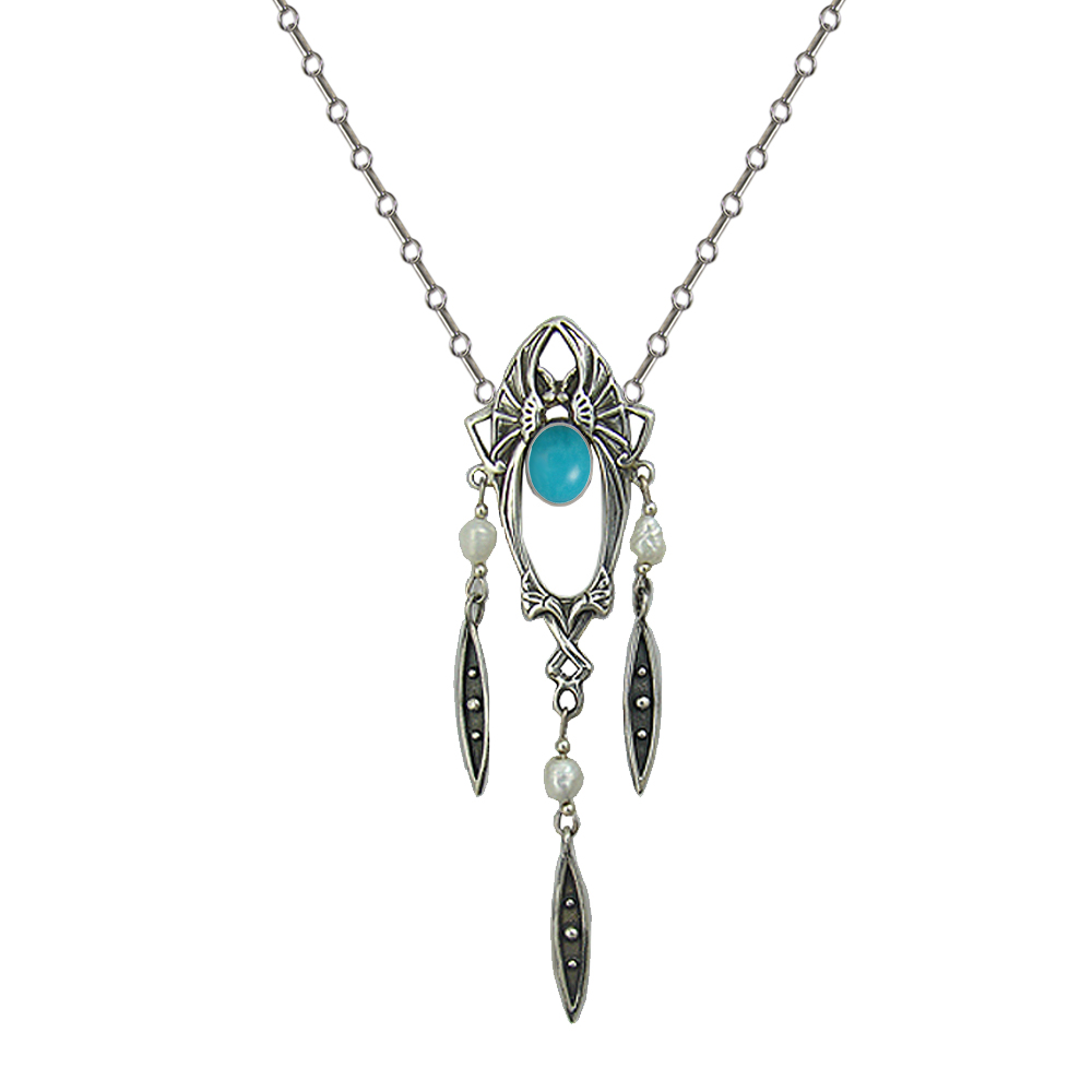 Sterling Silver Victorian Necklace With Turquoise